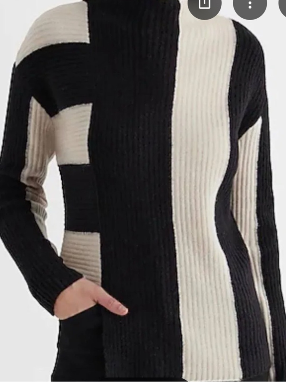 [Express] NWT Color Block Mock Neck Asymmetrical Hem Sweater - Small